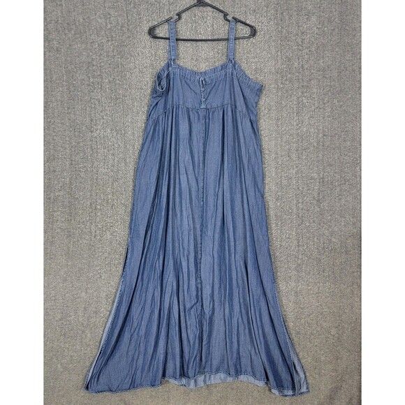 Natural Life Patti Side Slit Maxi Dress Women XXL Blue Chambray Boho Cottagecore - Picture 7 of 11